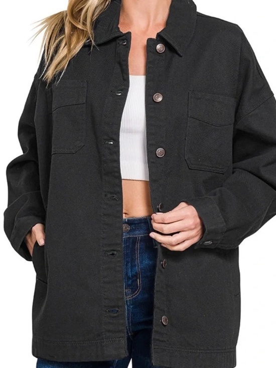 Zenana Outfitters Jackets & Blazers - New Zenana Denim Button Down Jean Jacket Shacket Hi Low Hem Oversized Relaxed